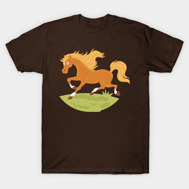 Horse hand Drawn Cartoon T-Shirt by Mako Design 